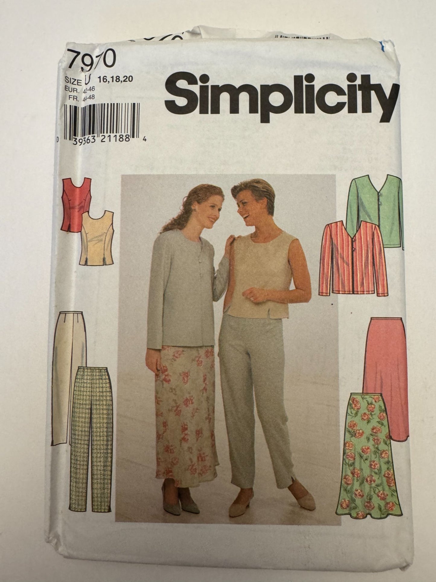 Simplicity Sewing Pattern 7970 Misses Jacket Top Pants Skirt Scoop Neck 16-20 UC