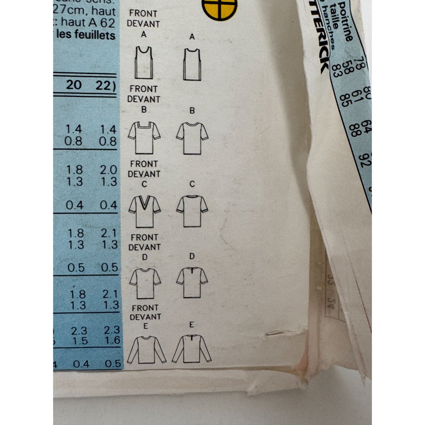Butterick Sewing Pattern 5278 Tops Shirts Neckline Variations 6 8 10 Easy Uncut