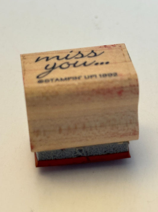 Stampin Up Rubber Stamp Miss You Card Making Words Sentiment Small Cursive Small