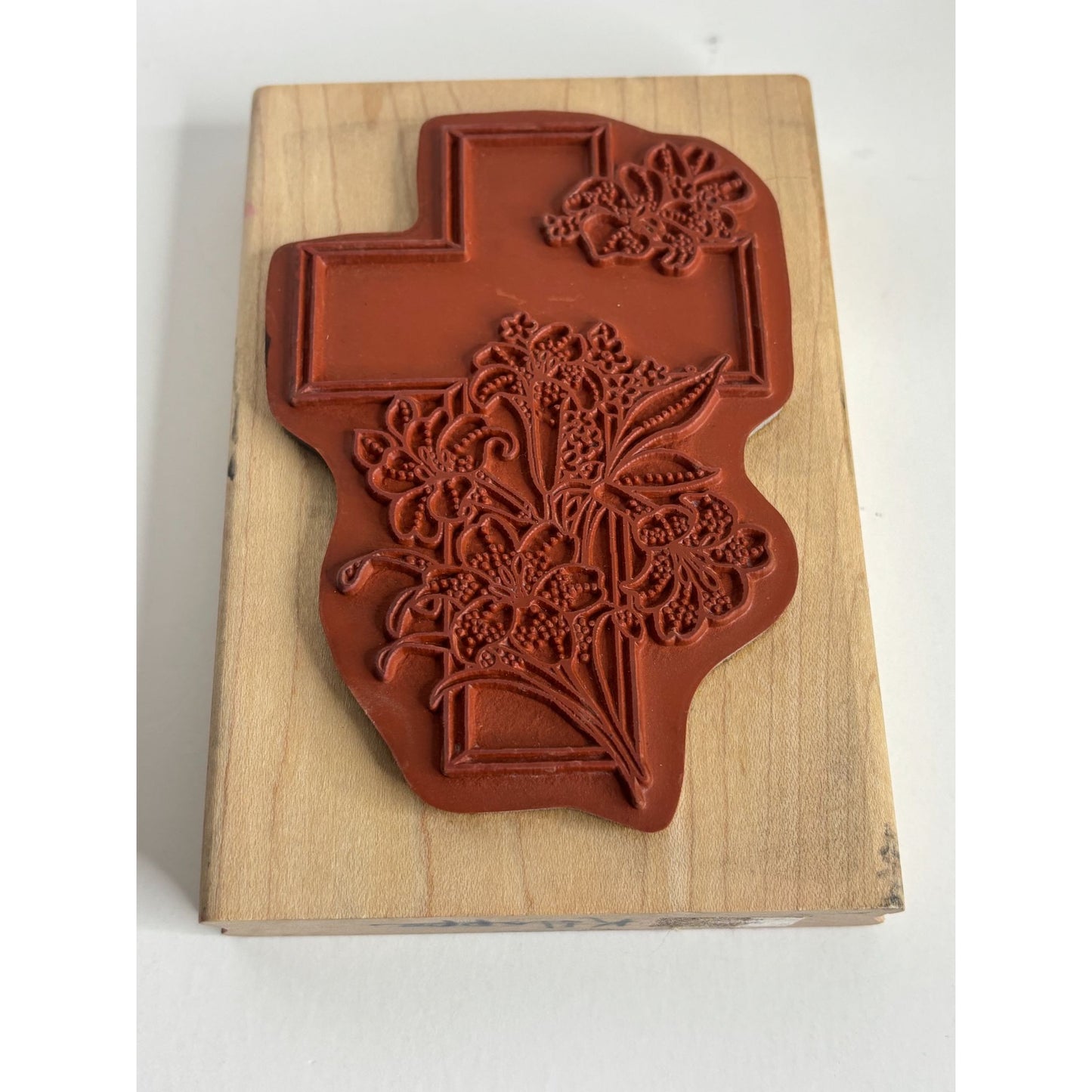 SonLight Impressions Wood Rubber Stamp Easter Cross Floral Religious Christian
