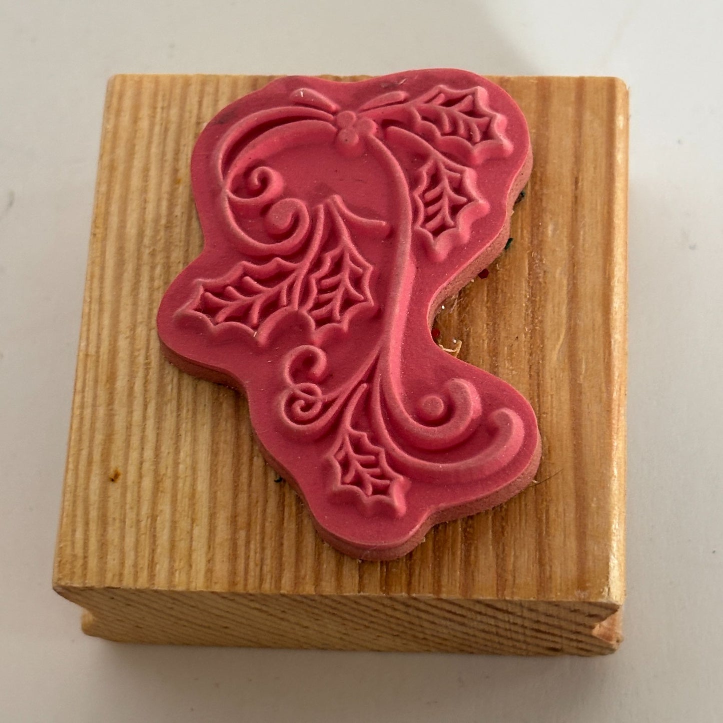 CraftSmart Rubber Stamp Holiday Holly Flourish Christmas Card Making Holidays
