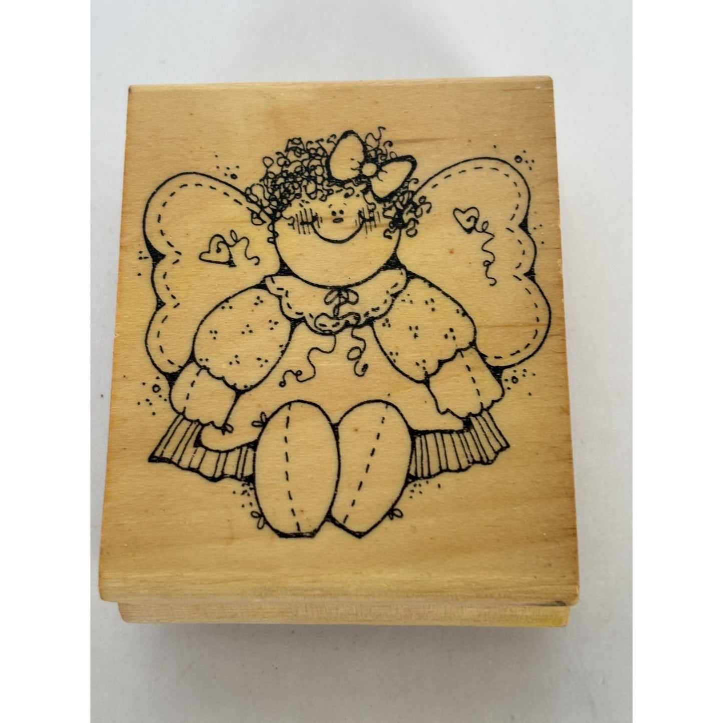 Hooks Lines and Inkers Rubber Stamp Patches Country Angel Smile Primitive Doll