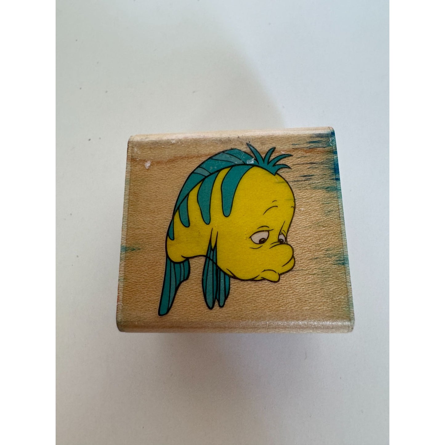 Disney Rubber Stamp Sad Flounder Fish Little Mermaid Character Rubber Stampede