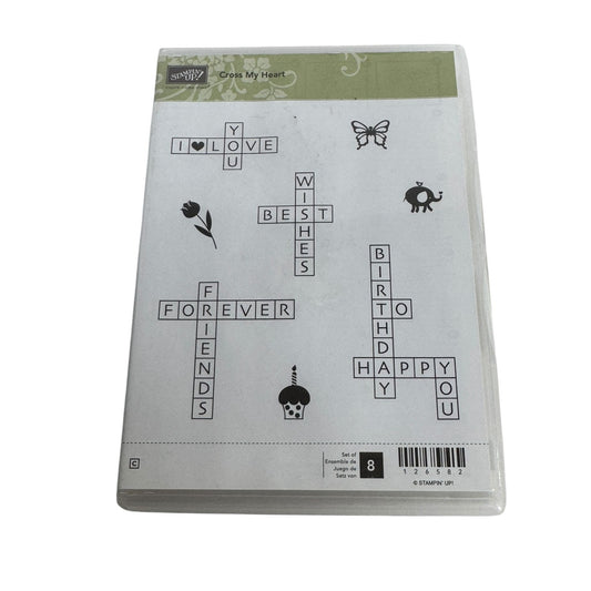 Stampin Up Clear Mount Rubber Stamps Cross My Heart Crossword Puzzle Sentiments
