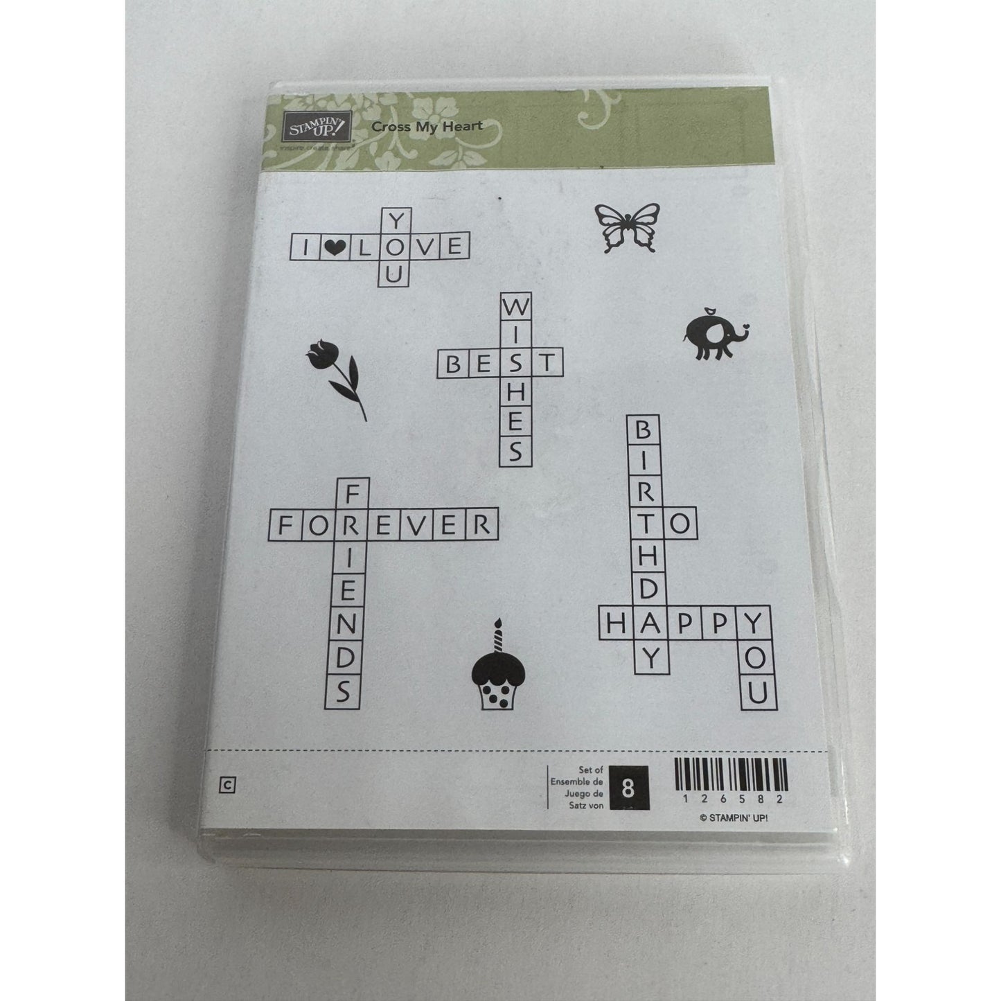 Stampin Up Clear Mount Rubber Stamps Cross My Heart Crossword Puzzle Sentiments