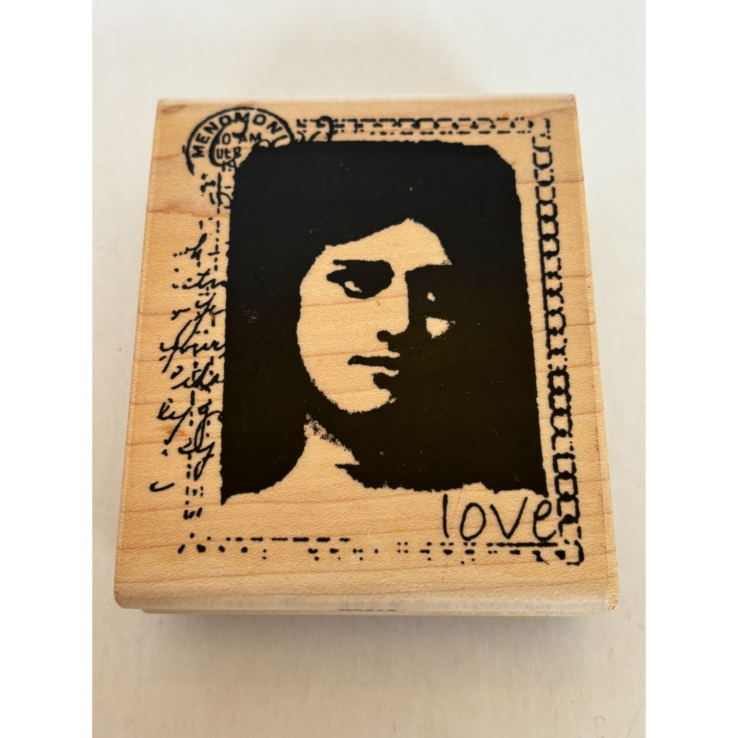 Stampington Rubber Stamp Love Letter Womans Face Silhouette Postmark Card Making
