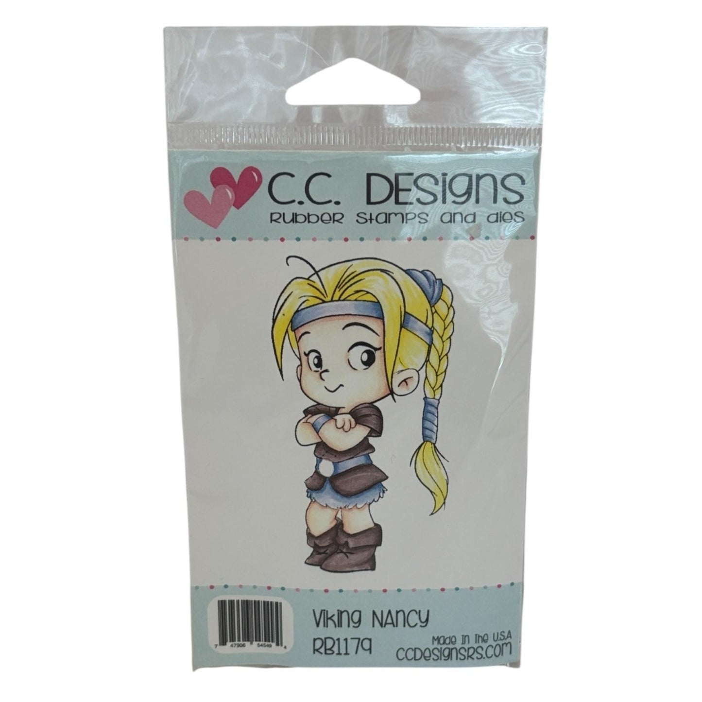 CC Designs Rubber Stamp Viking Nancy Girl Braided Hair Warrior Strong Unmounted
