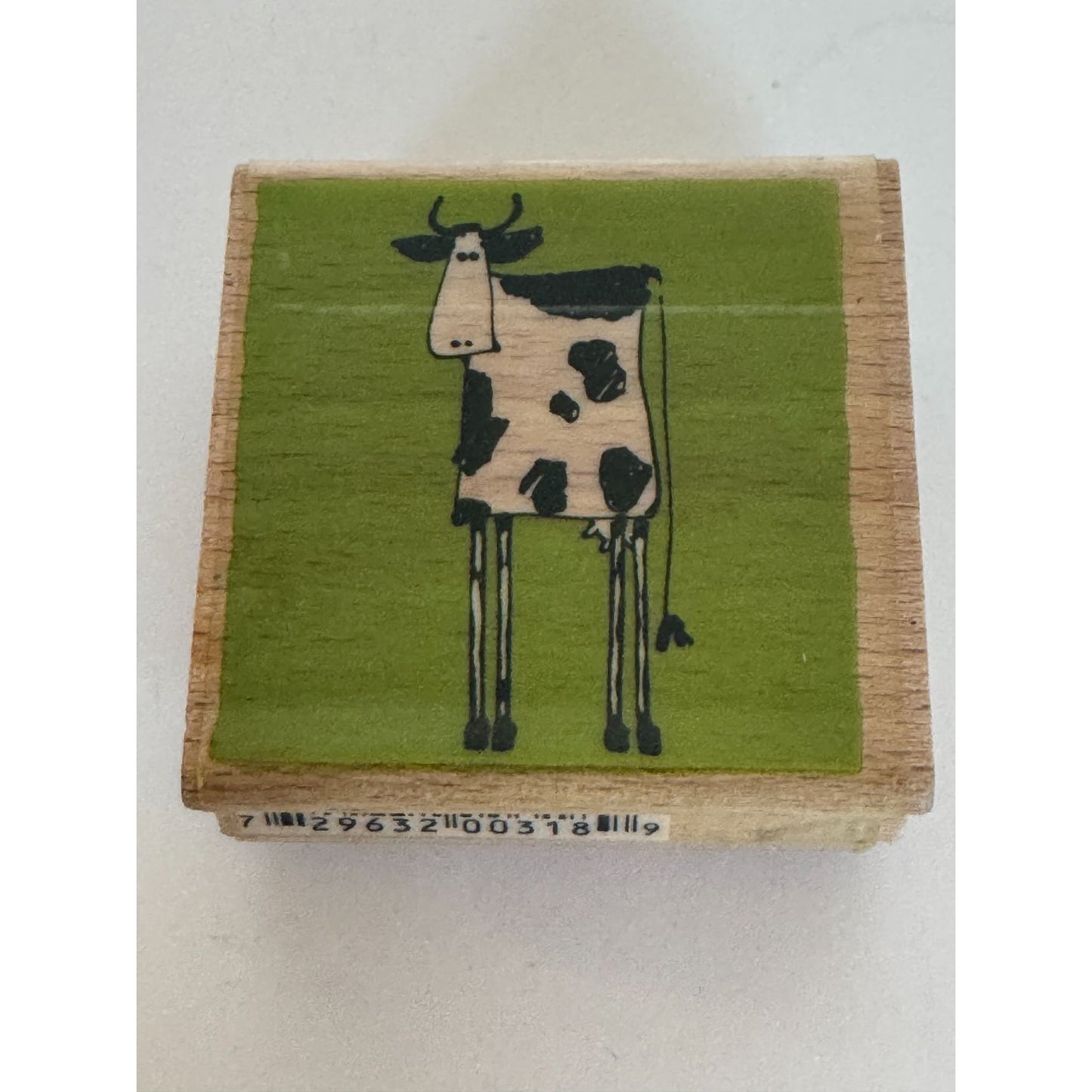 Vap Scrap Rubber Stamp Tall Cow on Stilts Funny Farm Animal Humor Quirky Nature