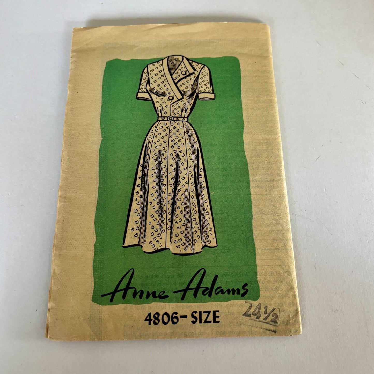 Anne Adams Sewing Pattern 4806 Dress Vintage 1950s Half Size 24.5 Retro Rare 50s