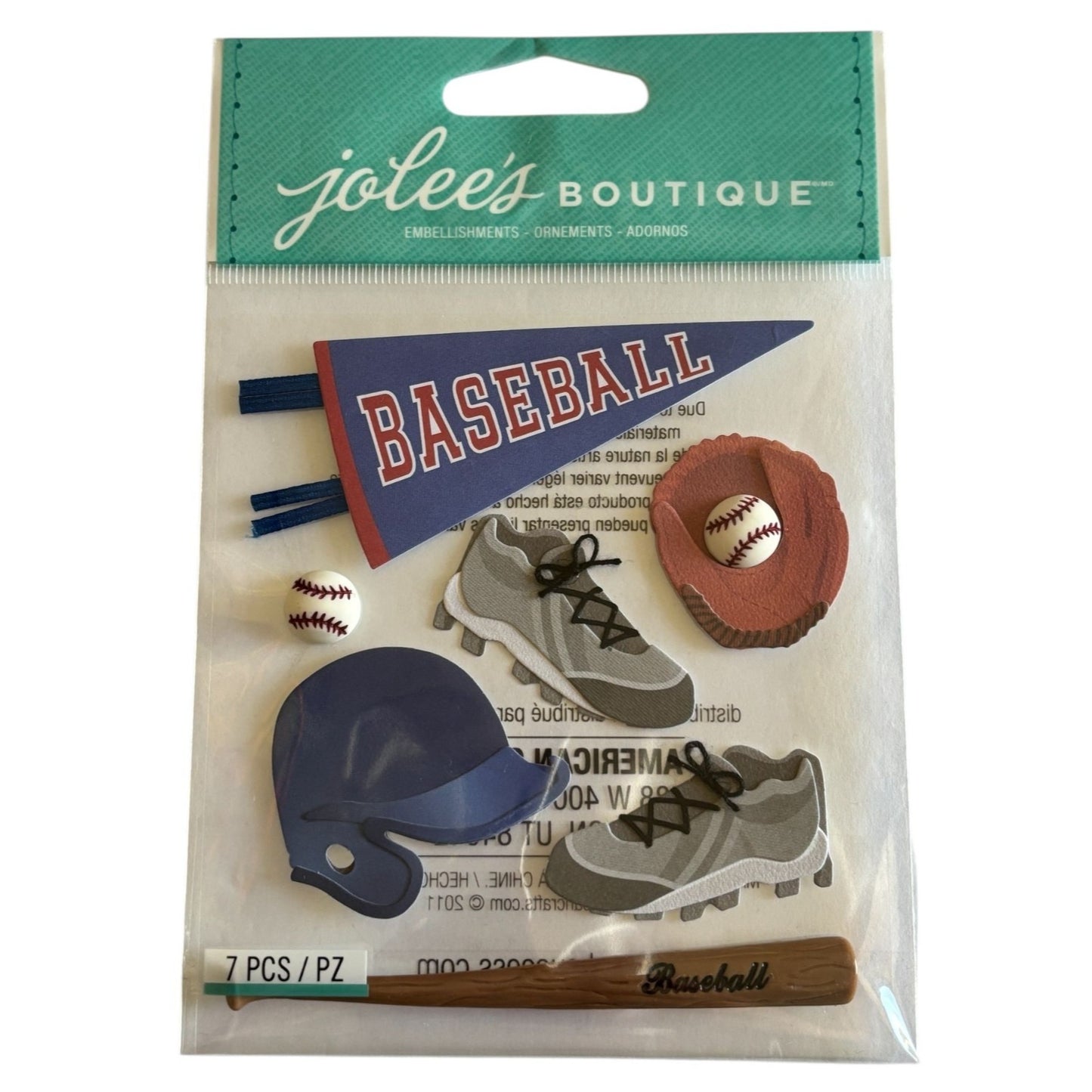 Jolees Boutique Embellishments Baseball Bat Glove Boys Sports Kids Scrapbooking