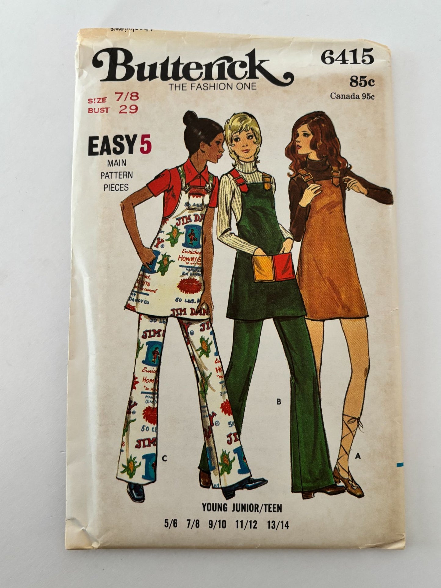 Butterick Sewing Pattern 6415: Young Junior / Teen Jumper and Pants