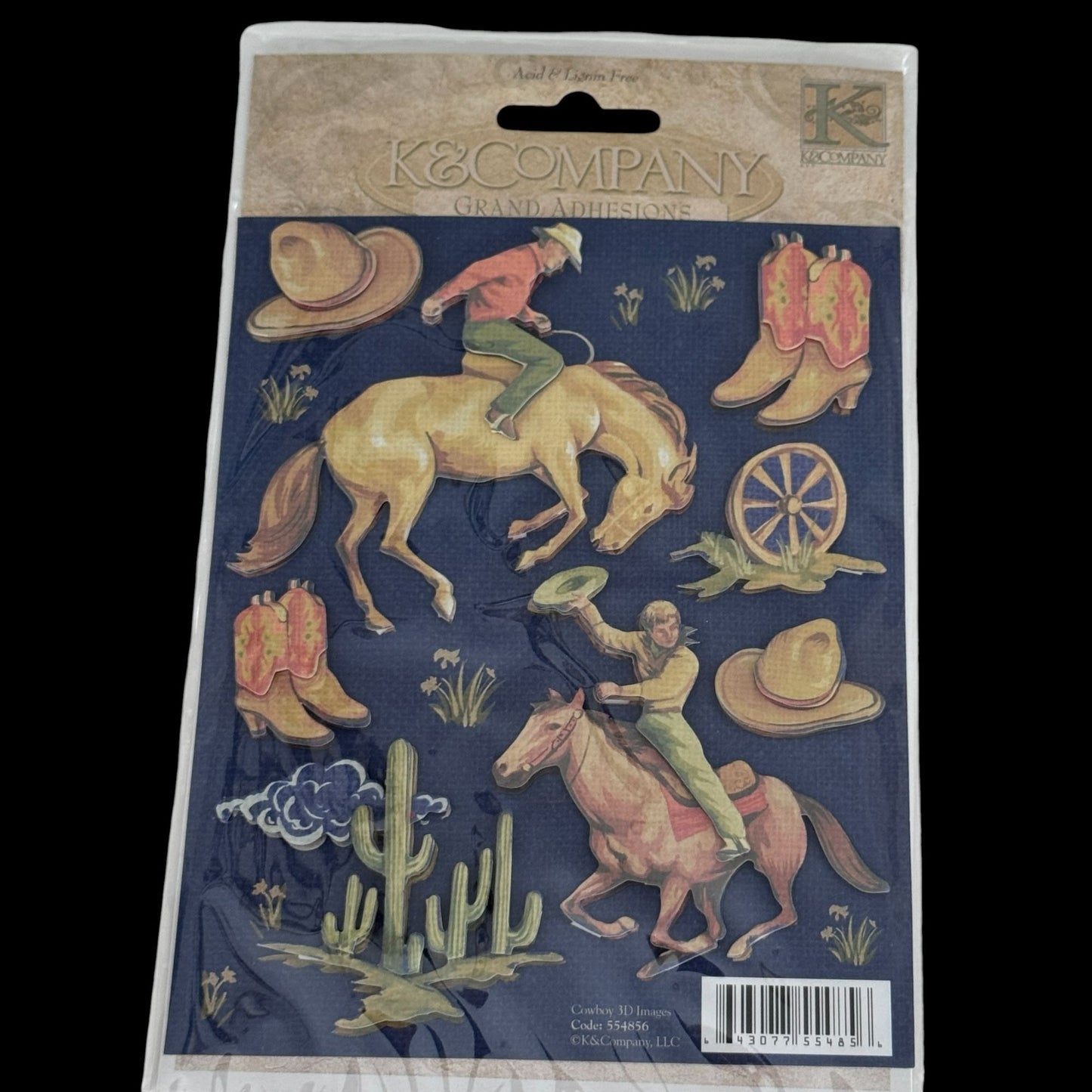 K and Company Cowboy Stickers Western Rodeo Horse Scrapbook 3D Embellishments Boots Hat