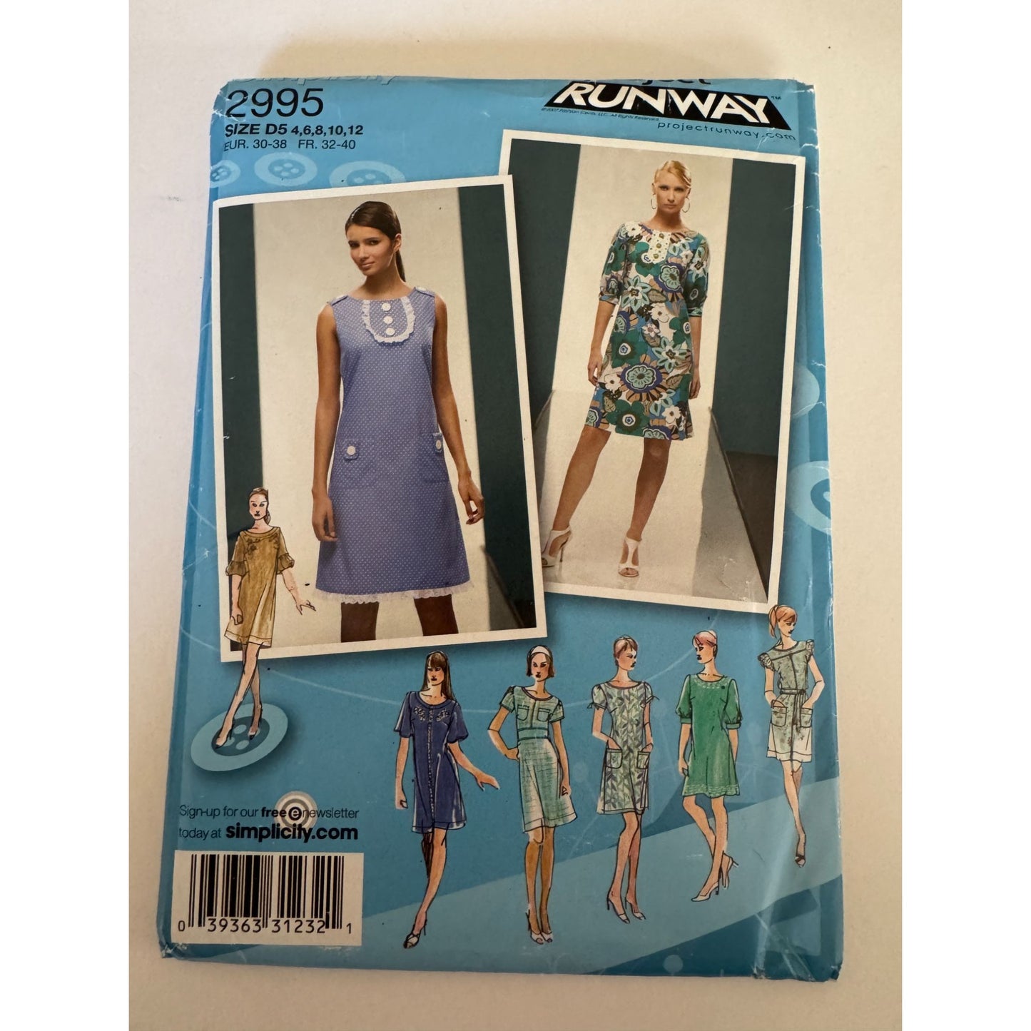 Simplicity Sewing Pattern 2995 Mod Shift Dress Retro Modern Project Runway 4-12
