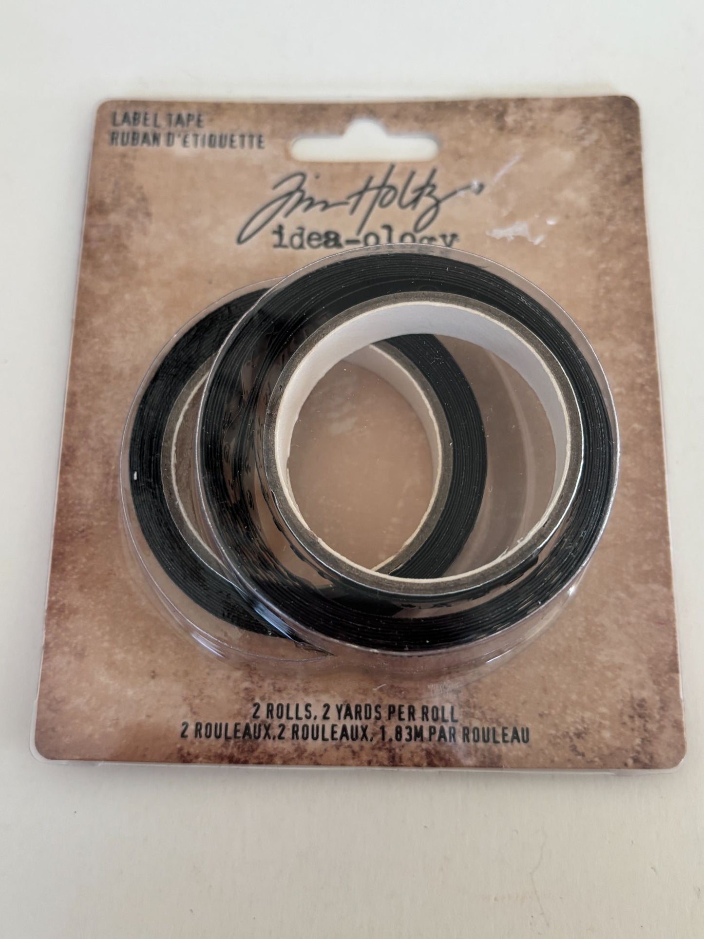 Tim Holtz Idea-Ology Label Tape 2 Rolls 2 Yards Each Embossed Letters Numbers