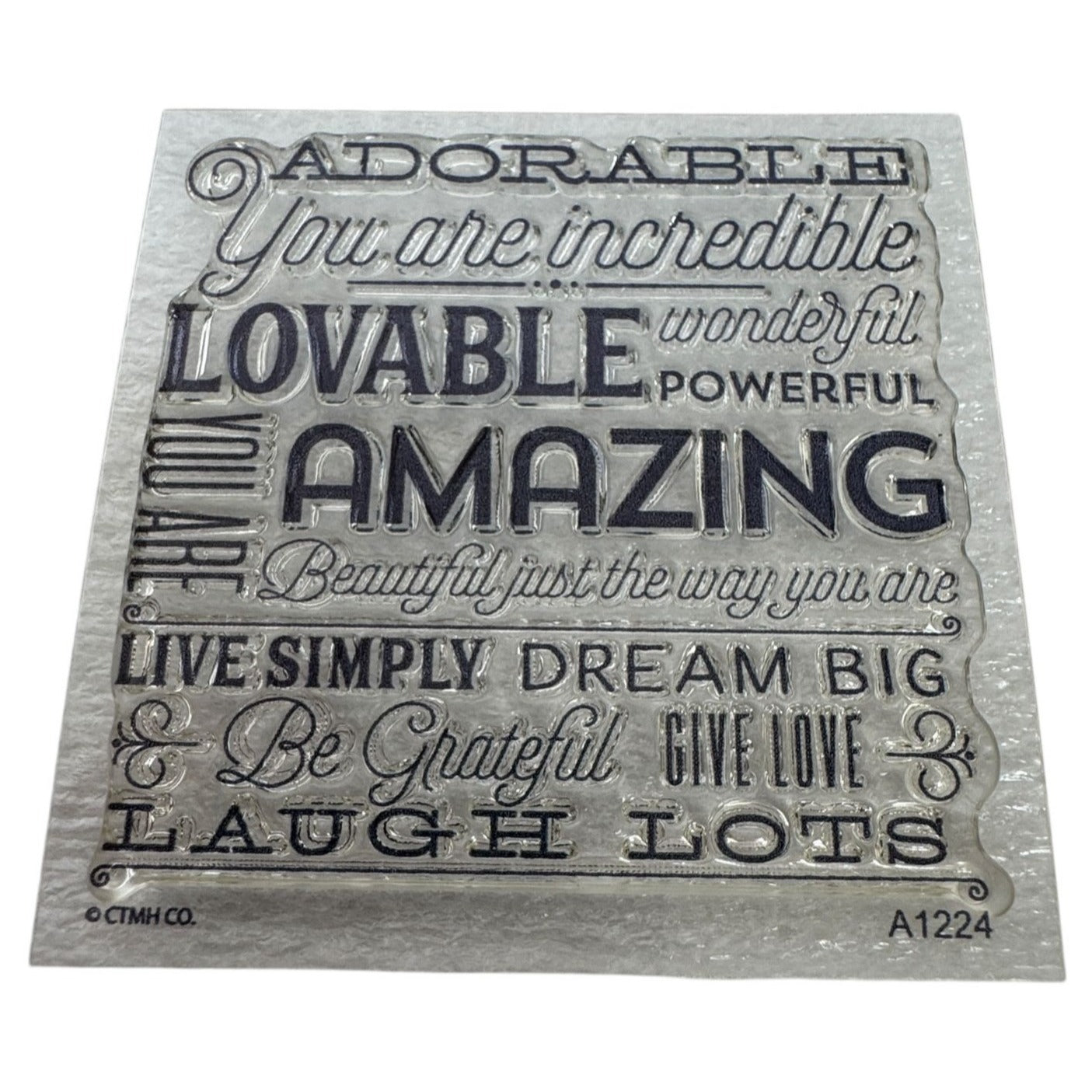 CTMH My Acrylix Acrylic Stamp A1224 Just The Way You Are Words Adorable Lovable