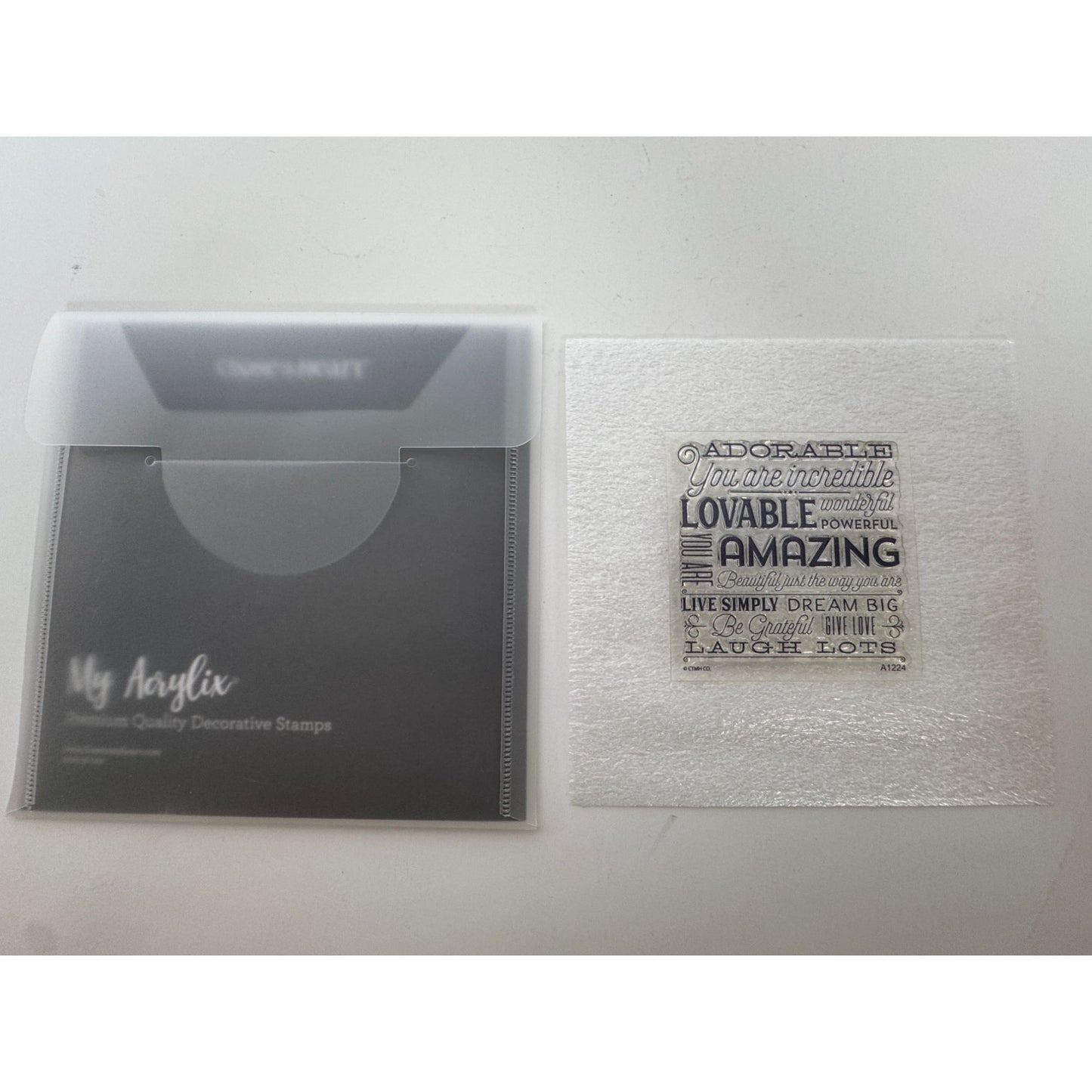 CTMH My Acrylix Acrylic Stamp A1224 Just The Way You Are Words Adorable Lovable
