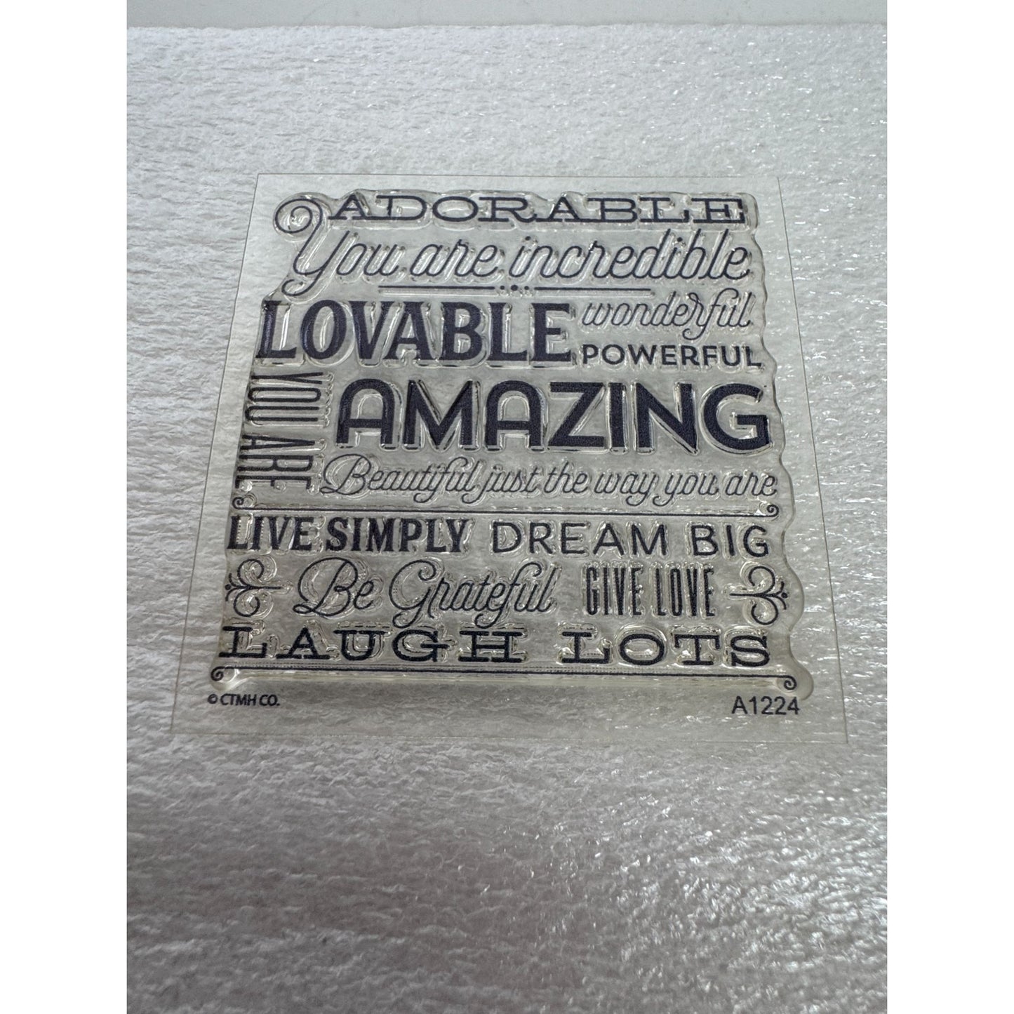 CTMH My Acrylix Acrylic Stamp A1224 Just The Way You Are Words Adorable Lovable