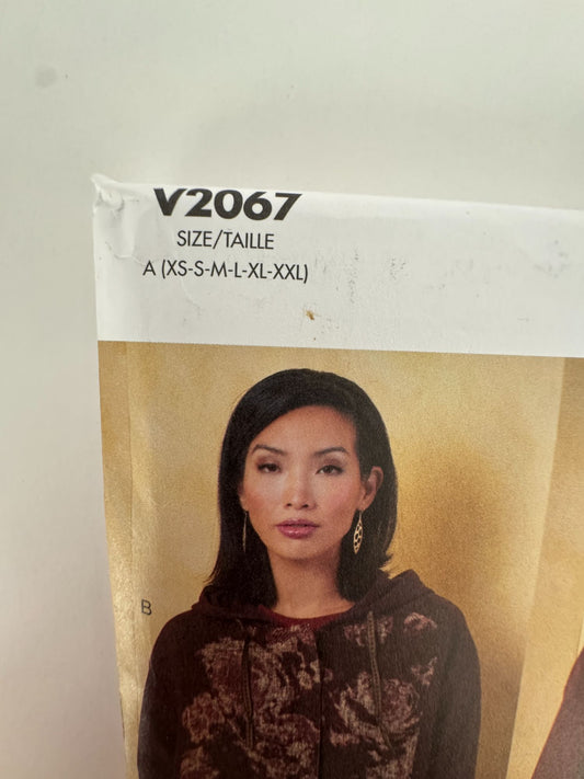 Vogue Sewing Pattern V2067 Knit Top and Hooded Jacket Sizes Round Neck 4-26 UC