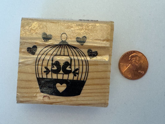 CraftSmart Rubber Stamp Love Birds Bird Cage Valentines Day Hearts Card Making