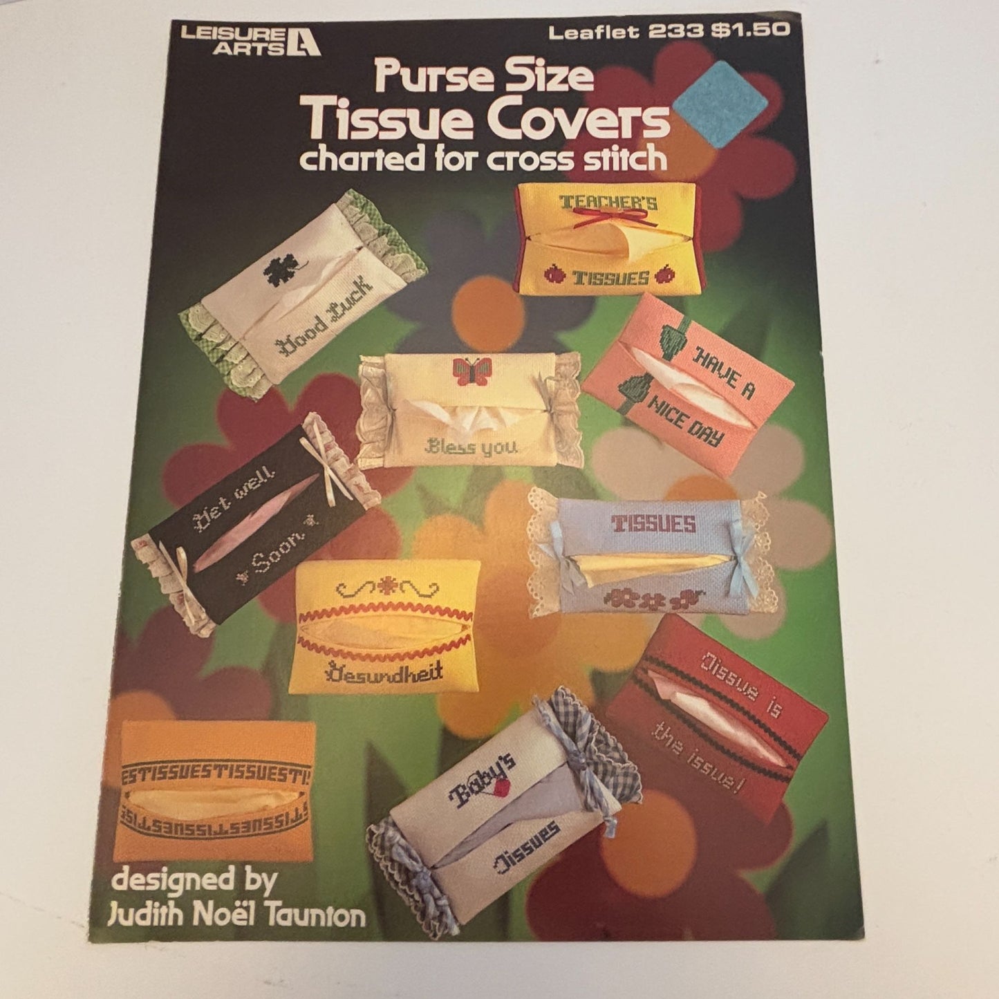 Leisure Arts Cross Stitch Patterns Leaflet 233 Purse Size Tissue Covers Get Well