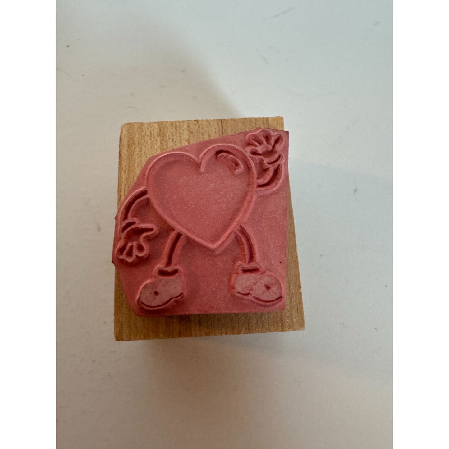 Inkadinkado Rubber Stamp Heart Character Waving Hello Card Making Love Sporty