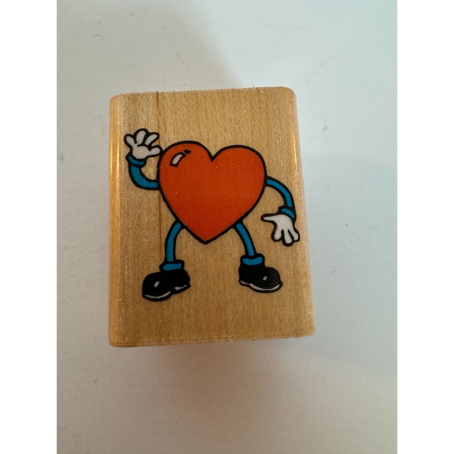 Inkadinkado Rubber Stamp Heart Character Waving Hello Card Making Love Sporty