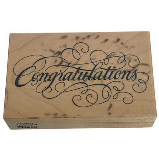 PSX Rubber Stamp Congratulations Word Sentiment Celebration Card Crafts G-1611