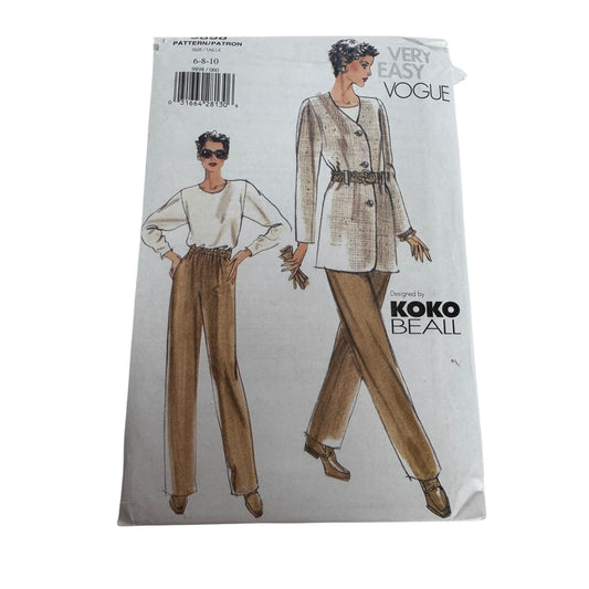 Vogue Sewing Pattern 9898 Misses Jacket Top Pants Work Outfit Size 6 8 10 Uncut