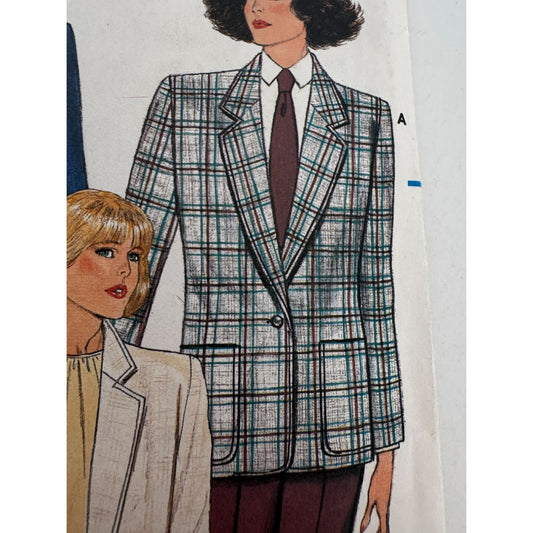 Butterick Sewing Pattern 3066 Blazer Jacket Work 1980s Fall 6 8 10 UC