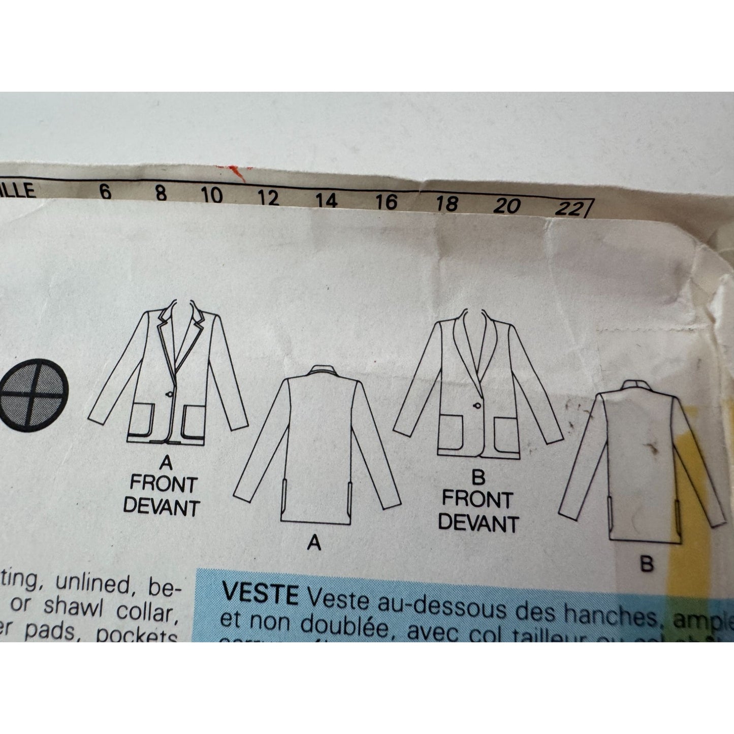 Butterick Sewing Pattern 3066 Blazer Jacket Work 1980s Fall 6 8 10 UC