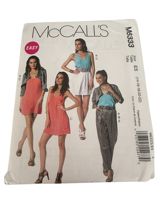 McCalls Sewing Pattern M6333 Jacket Top Dress Skirt Pants Easy Outfit 14-22 UC