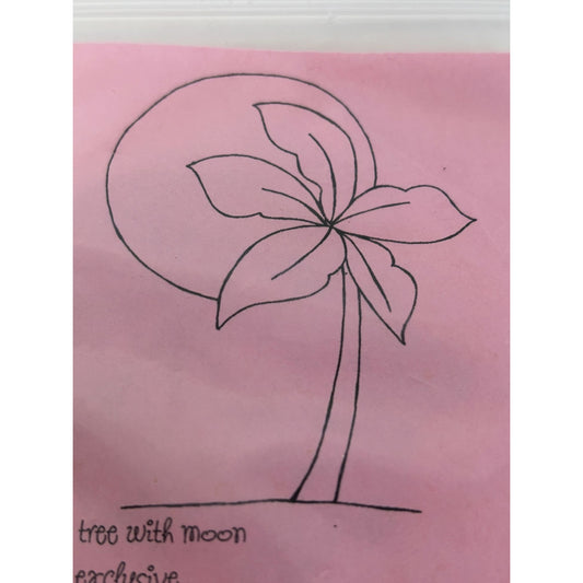 Stamping Bella Rubber Stamp Palm Tree with Moon Beach Summer Vacation Nature