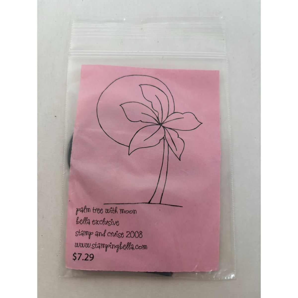 Stamping Bella Rubber Stamp Palm Tree with Moon Beach Summer Vacation Nature