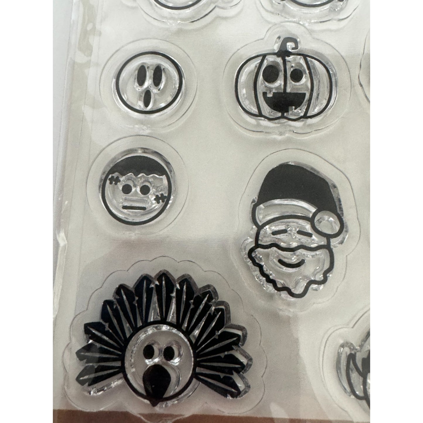 BoBunny Festive Clear Stamps Emoji Faces Santa Christmas Elf Holidays Snowman