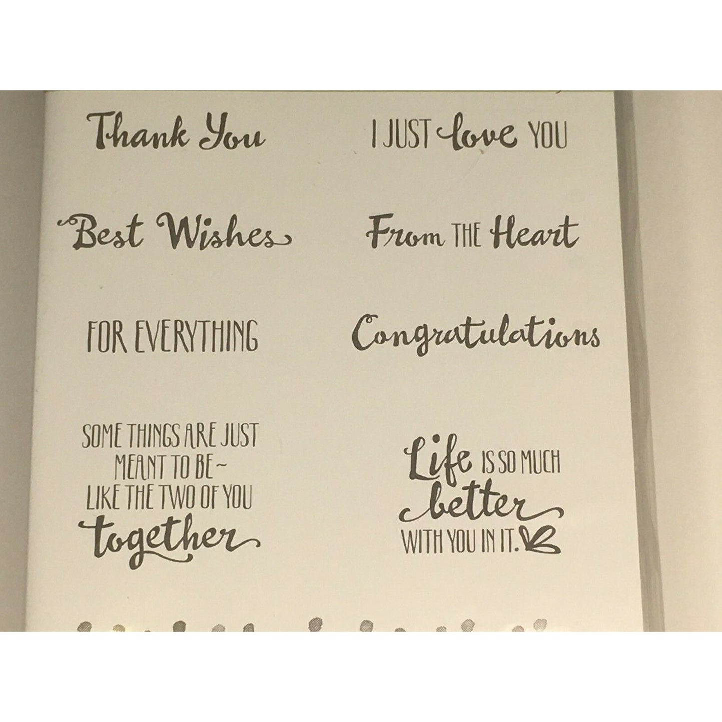Stampin Up Petal Palette Rubber Stamp Set #1 Words Sayings Thank You Love Crafts