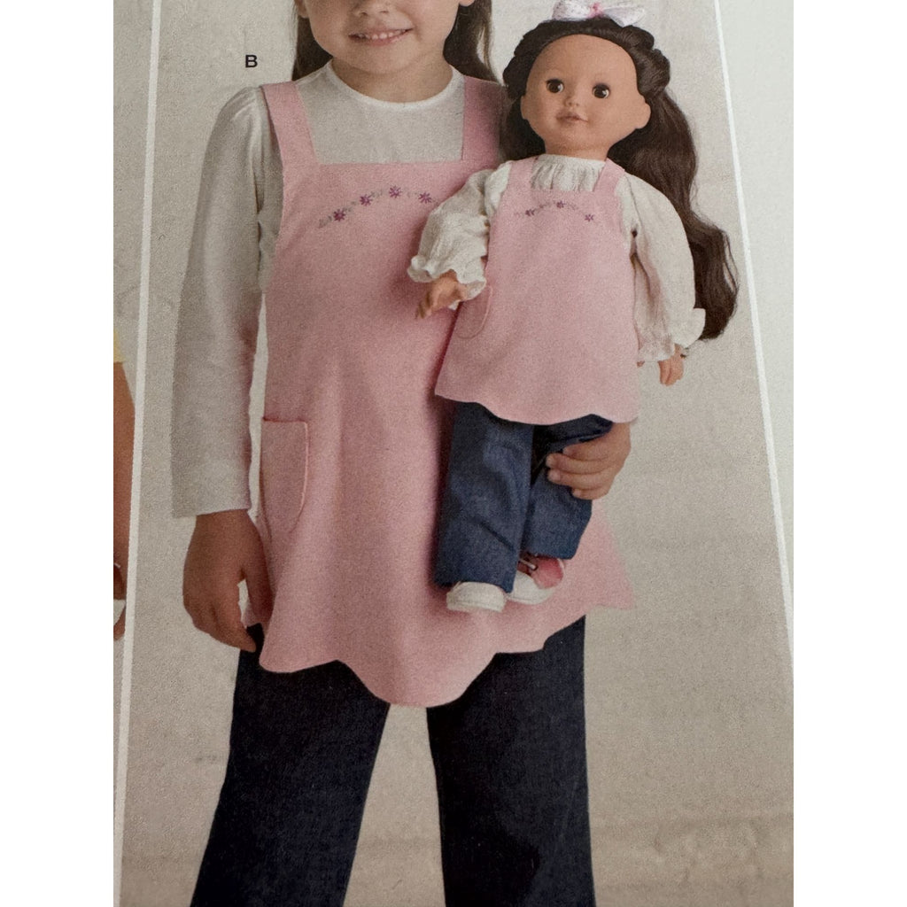 Simplicity Sewing Pattern 2465 Matching Aprons For Girls and 18 inch Dolls S M L