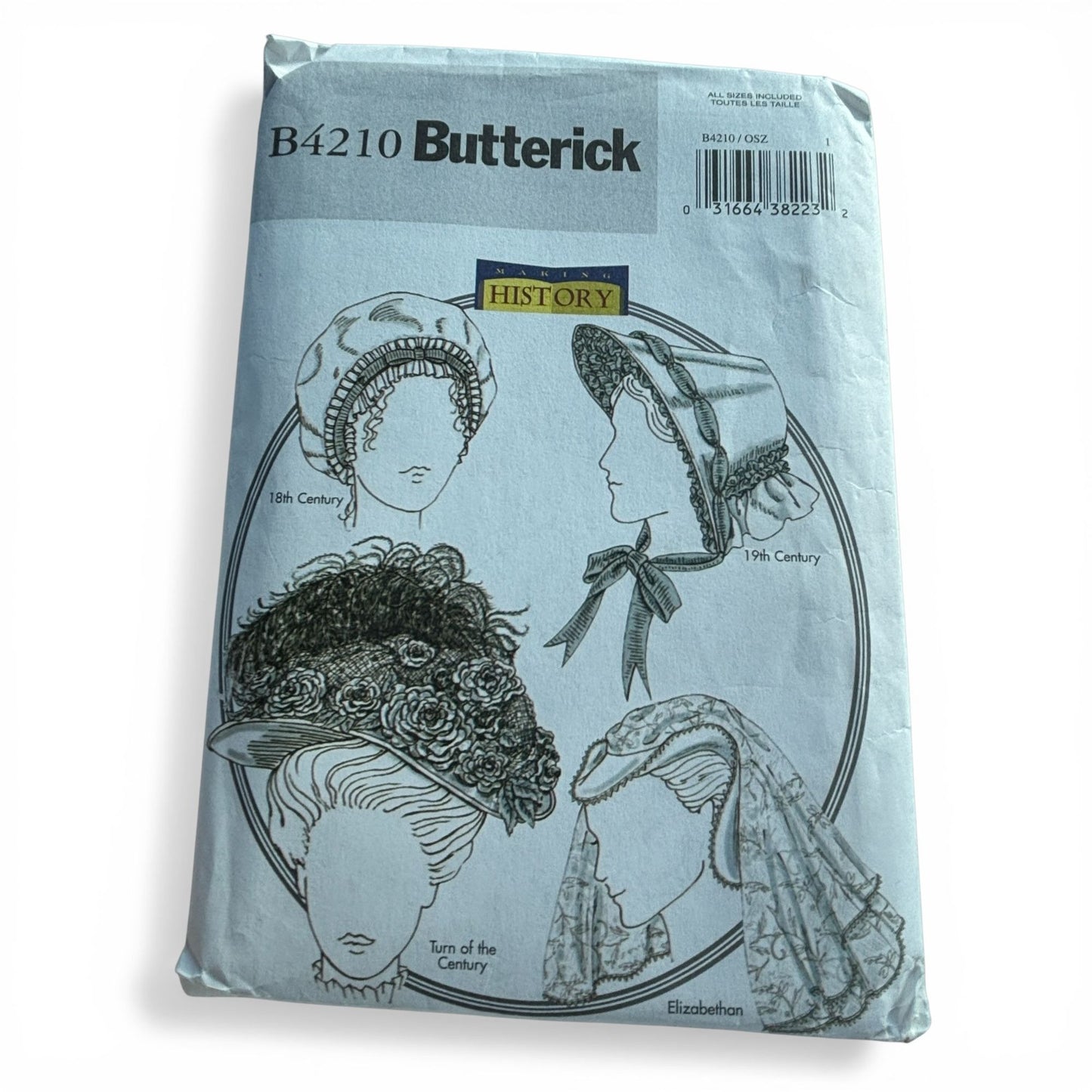Butterick Sewing Pattern B4210 Historical Hats Elizabethan Bonnet Victorian Edwardian Costume