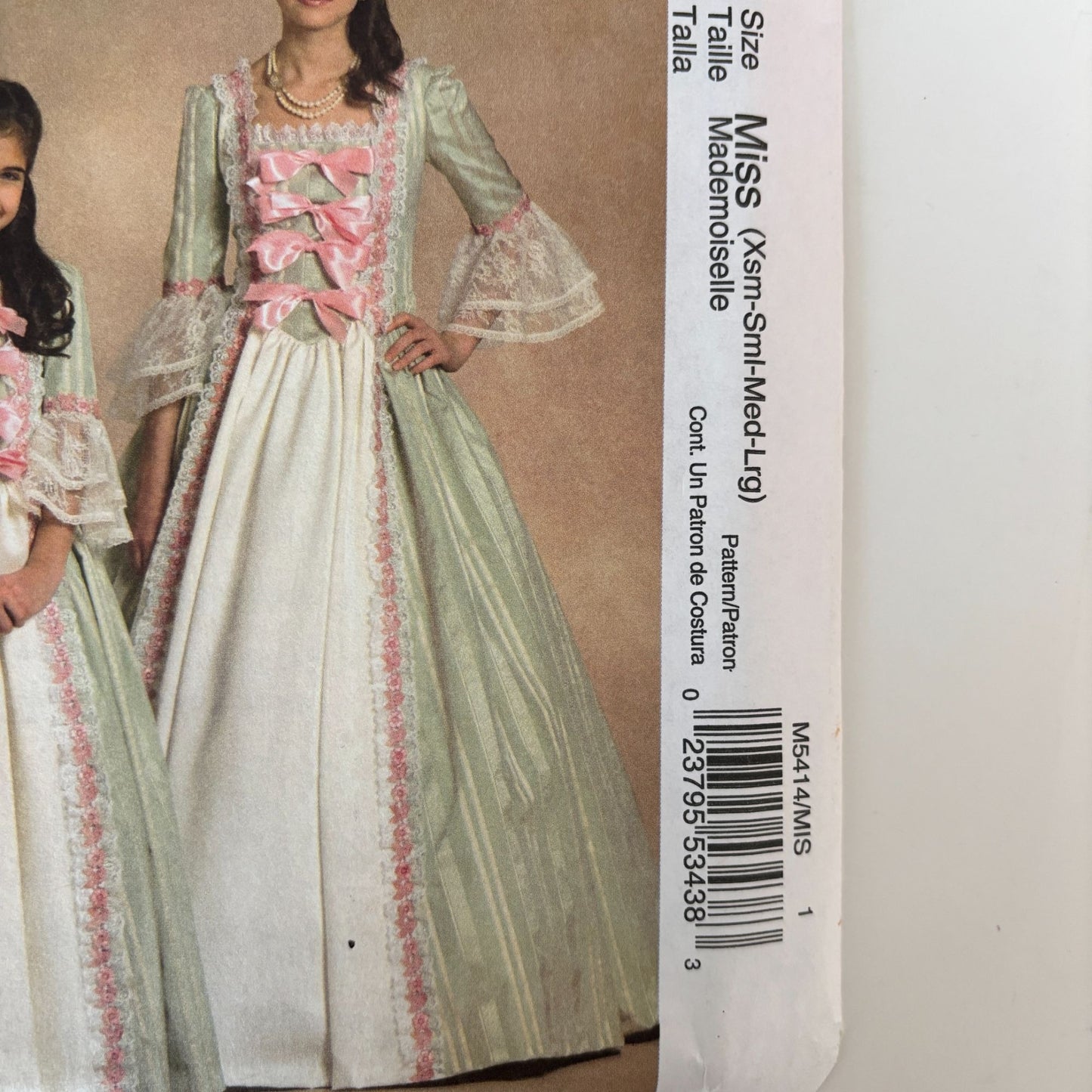McCalls M5414 Costume Dress Fancy Colonial Early American Gown XS-L 4-18 Uncut