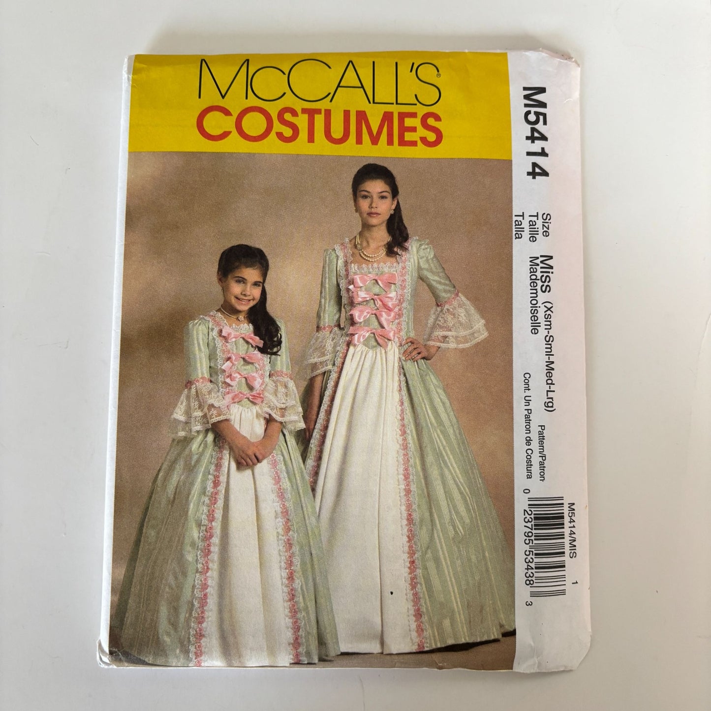 McCalls M5414 Costume Dress Fancy Colonial Early American Gown XS-L 4-18 Uncut