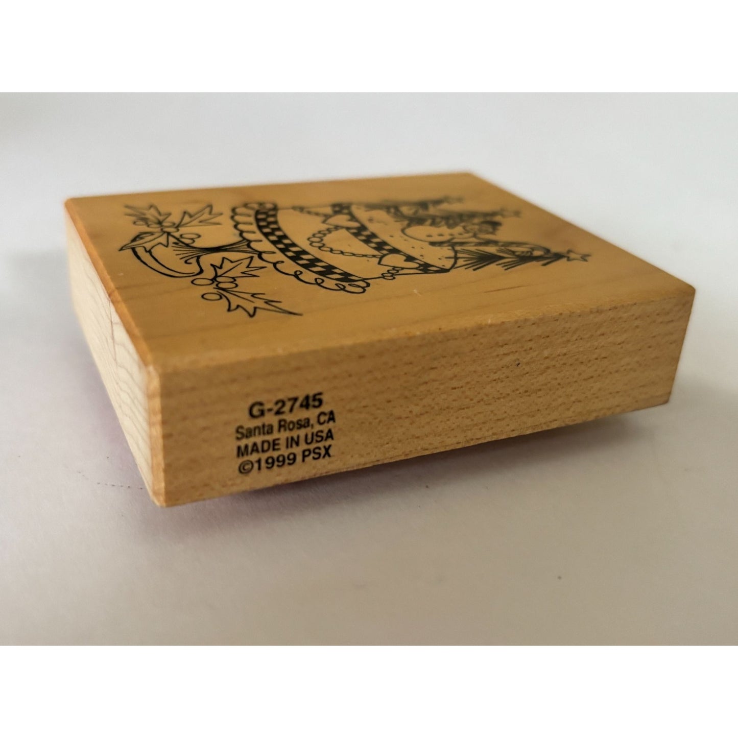 PSX Christmas Cake Rubber Stamp Snowman Holiday Dessert Baking Wood Mounted Craft