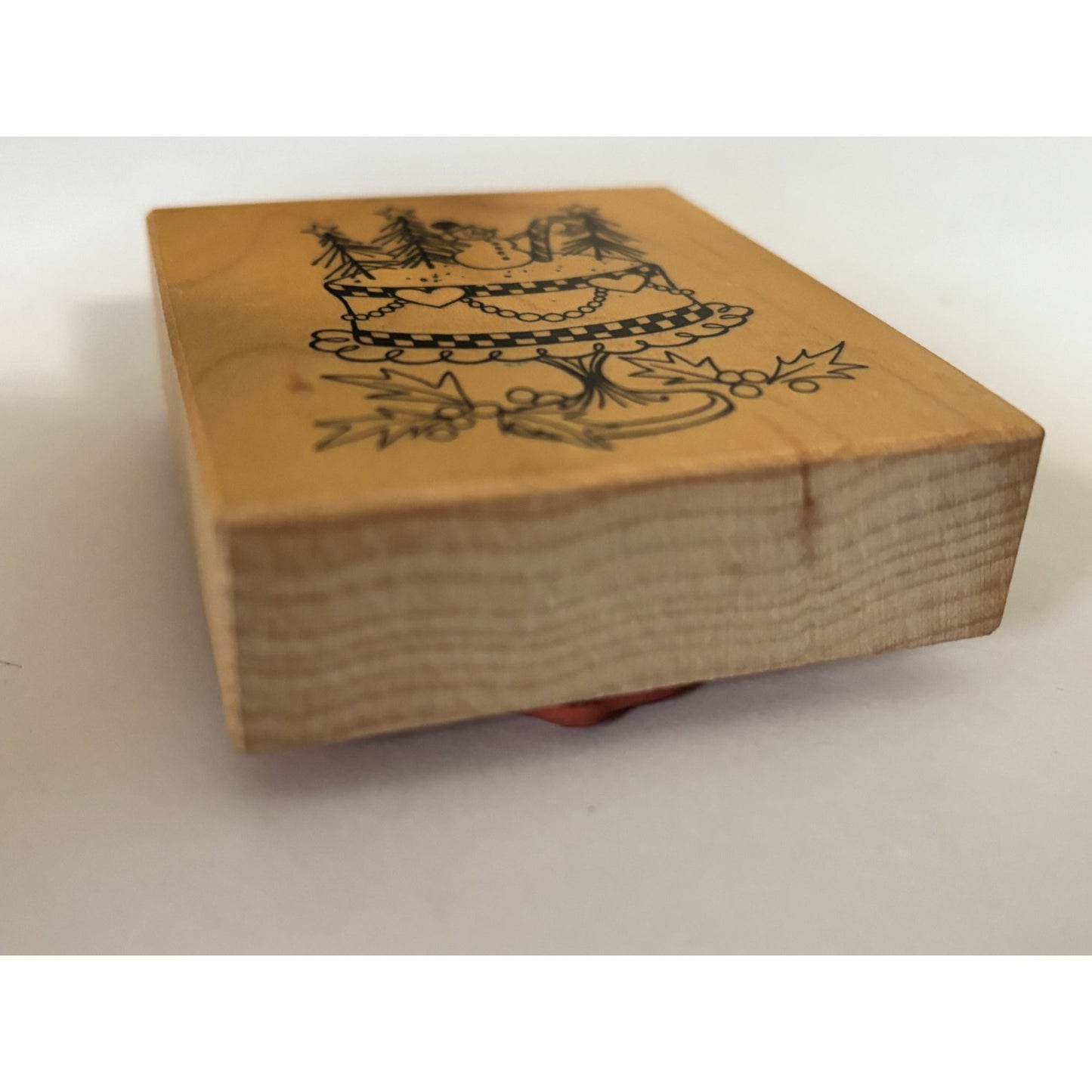 PSX Christmas Cake Rubber Stamp Snowman Holiday Dessert Baking Wood Mounted Craft