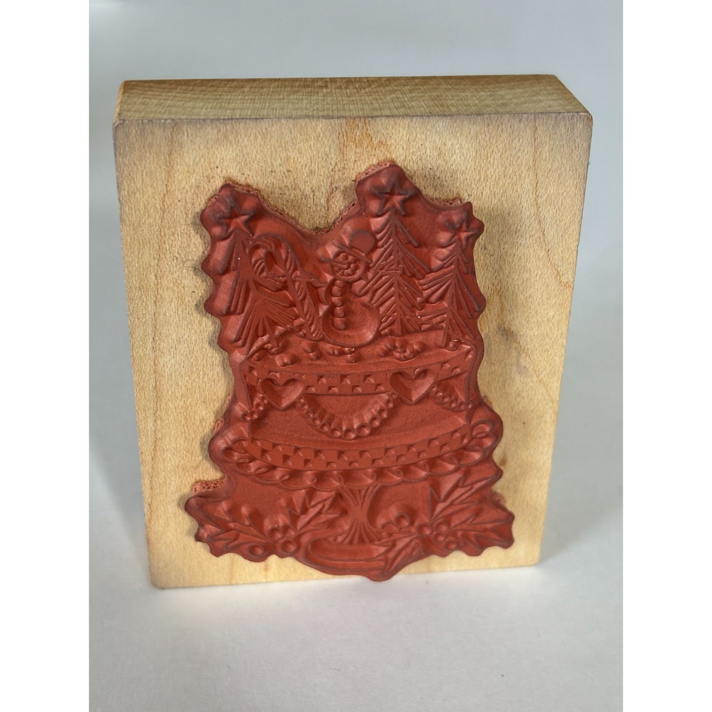 PSX Christmas Cake Rubber Stamp Snowman Holiday Dessert Baking Wood Mounted Craft