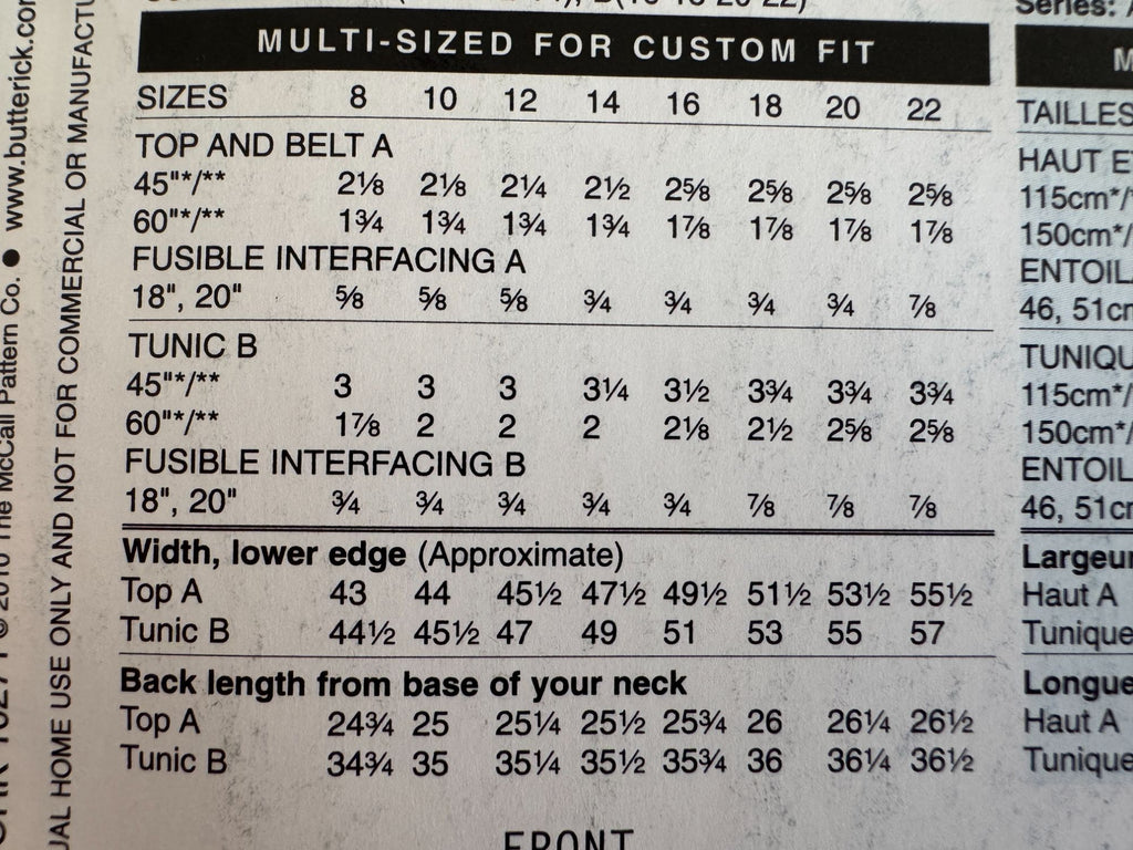 Butterick Sewing Pattern B5481 Misses Tunic Top 2010 Modern Minimalist 8–14 UC