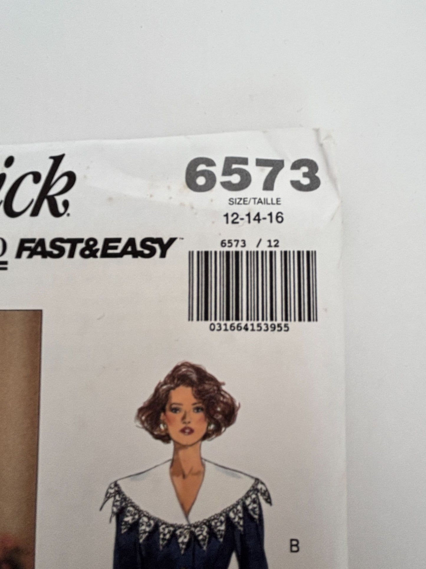 Butterick Sewing Pattern 6573 Easy Top Skirt Outfit Suit 12 14 16 1990s Easy UC