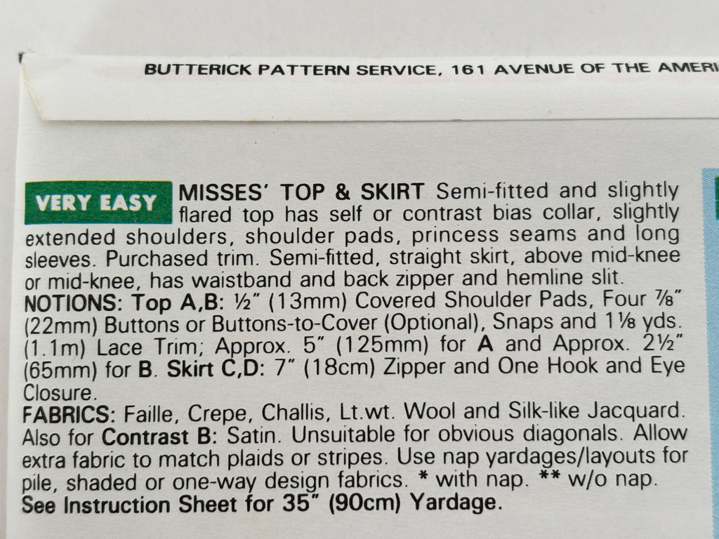 Butterick Sewing Pattern 6573 Easy Top Skirt Outfit Suit 12 14 16 1990s Easy UC