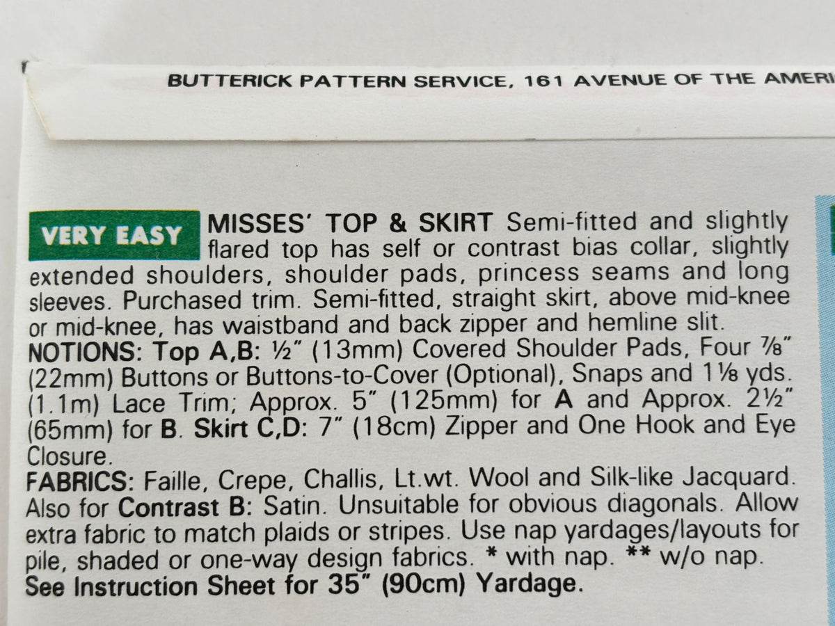Butterick Sewing Pattern 6573 Easy Top Skirt Outfit Suit 12 14 16 1990s Easy UC