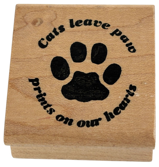 Rubberhedgehog Rubber Stamp Cats Leave Paw Prints on Our Hearts Pet Animal
