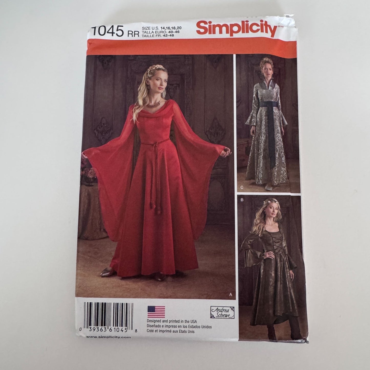 Simplicity Sewing Pattern 1045 Medieval Dress Costume Fantasy Renaissance Cosplay 14-20 Uncut