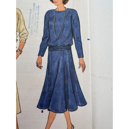 Butterick Sewing Pattern 3409 Vintage 80s Work Top Skirt Belt Outfit 8 10 12 UC