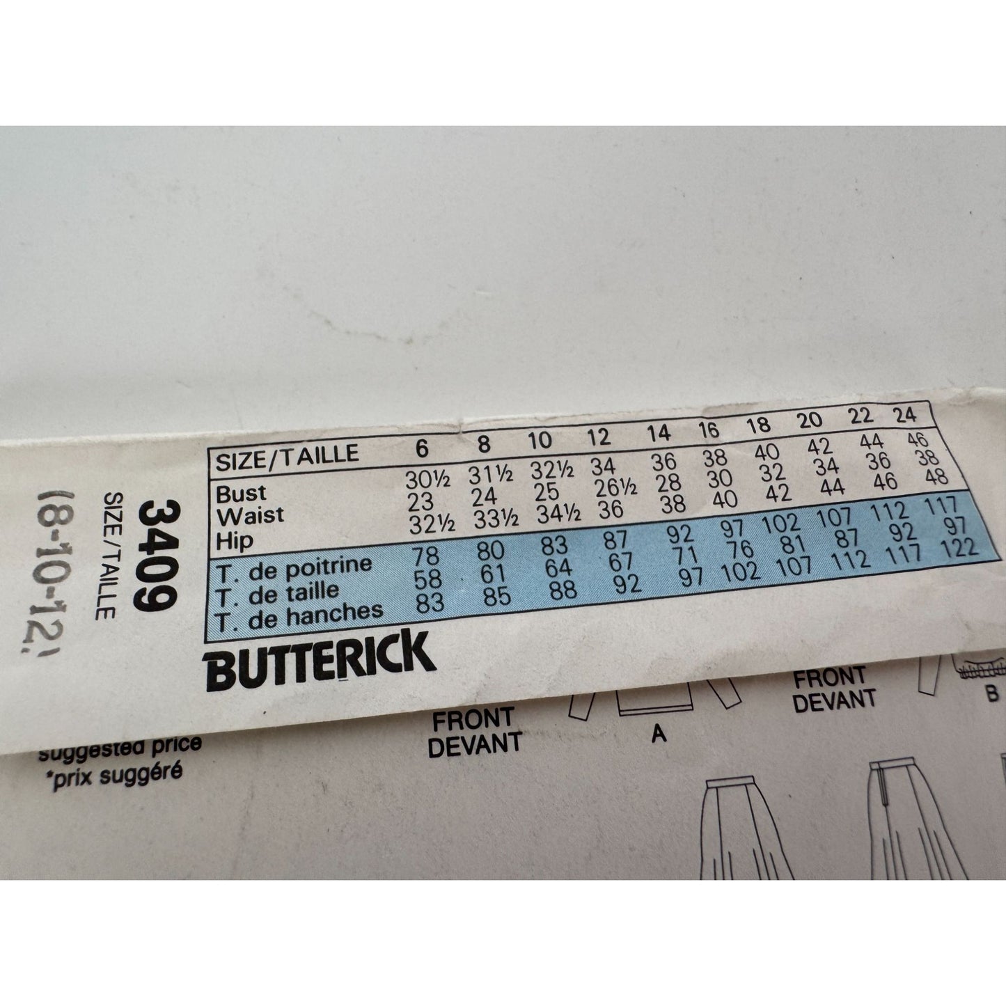 Butterick Sewing Pattern 3409 Vintage 80s Work Top Skirt Belt Outfit 8 10 12 UC